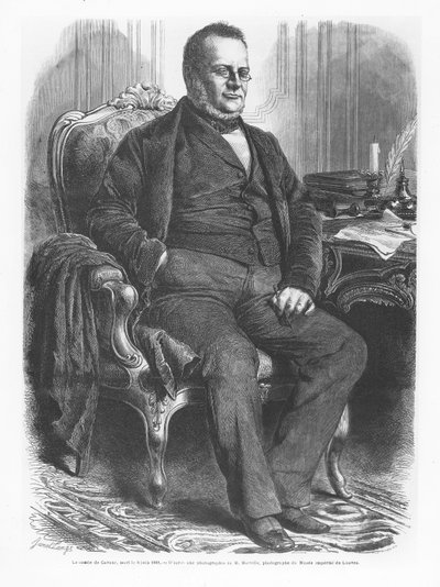 Camillo Benso, greve av Cavour (gravering) av French School