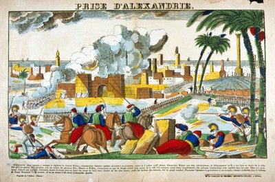 Kampanje (ekspedisjon) av Egypt (1798-1801): Erobring av Alexandria av troppene til Napoleon Bonaparte i juli 1798. Bilde av Epinal av French School
