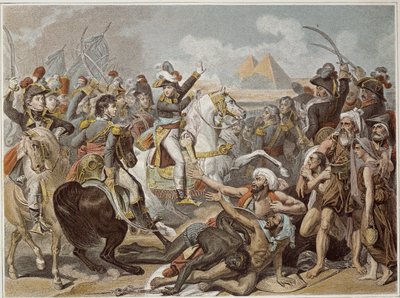 Kampanje (ekspedisjon) av Egypt (1798-1801): Napoleon i slaget ved pyramidene (21. juli av French School