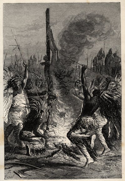 Kannibalisme - Tierra del Fuego i Chile på 1800-tallet - Kannibalisme - Tierra del Fuego i Chile på 1800-tallet - gravering fra "" L'homme et la bete"" av Arthur Mangin - 1872 - av French School