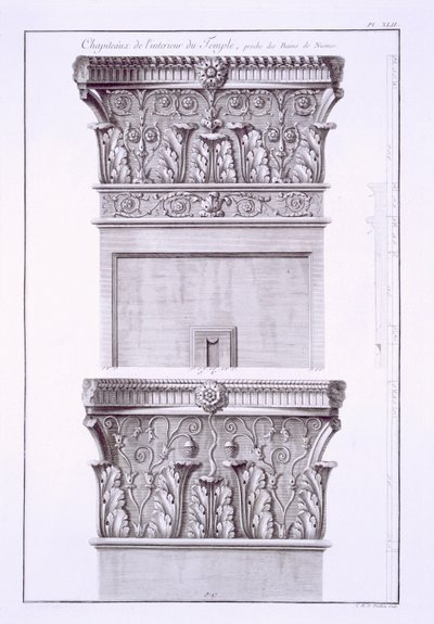 Hovedsteder fra tempelet nær de romerske badene, Nimes. av French School