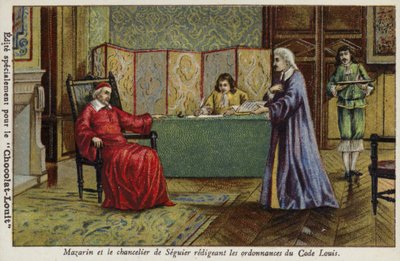 Kardinal Mazarin og kansler Seguier utarbeider ordinansene til Code Louis av French School