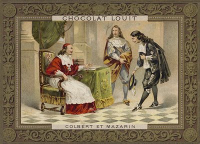 Kardinal Mazarin og Jean-Baptiste Colbert, franske statsmenn, 1600-tallet av French School