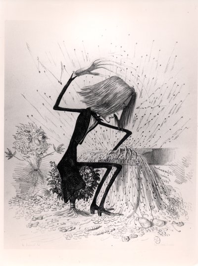 Karikatur som viser Franz Liszt (1811-86) som spiller piano, 1845 av French School