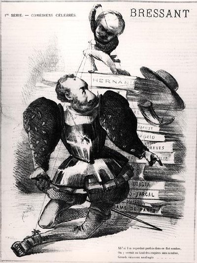 Karikatur av Jean Baptiste Francois Bressant (1815-86) som Don Carlos i 