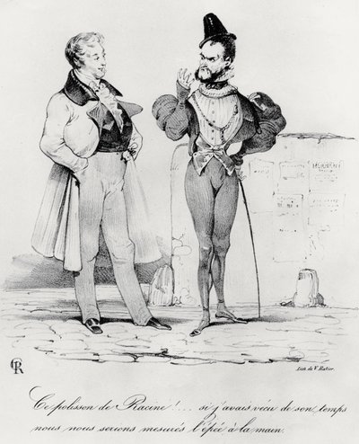 Karikatur av de romantiske dramaene på Hernanis tid av Victor Hugo 1802-85) (1829) av French School