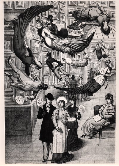 Karikatur av besøkende til Paris-salongen i 1880 av French School