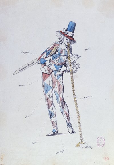 Karikatur som satiriserer franske aristokratiske emigranter, ca. 1792 av French School