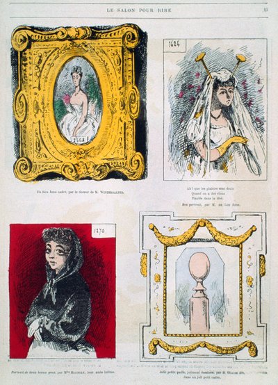 Karikaturer av malere, Franz Xavier Winterhalter, Glaize Fils, illustrasjon fra Le Salon pour Rire av French School
