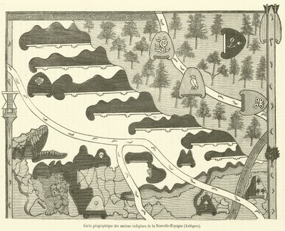 Geografisk kart over de gamle innfødte i New Spain, Aztecs (gravering) av French School
