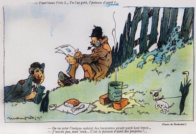 Tegneserie som viser to trampe, fra aprilsnarren (Poisson d