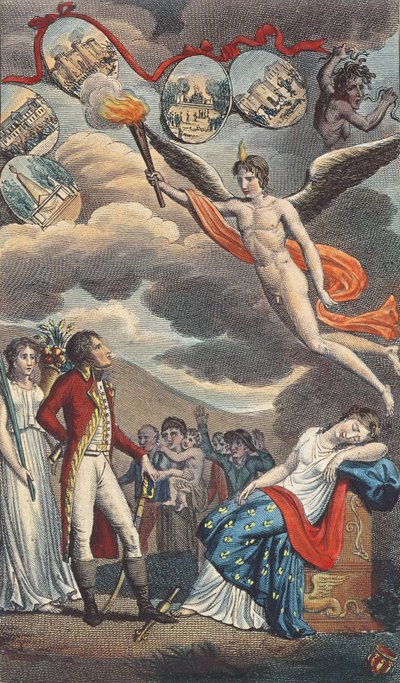 Tegneserie av statskuppet av den 18. Brumaire, 9. november 1799 av French School