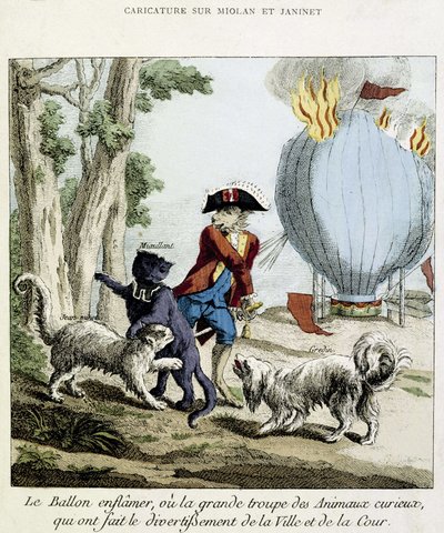Tegneserie på bålet av Miolan og Janinets ballong, 11. juli av French School