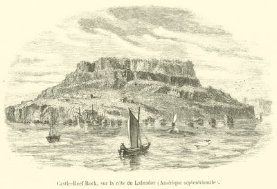 Castle-Reef Rock, på kysten av Labrador, Nord-Amerika (gravering) av French School