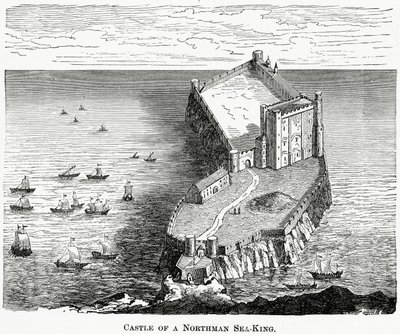 Slottet til en nordmannshavkonge, ca. 1880 av French School