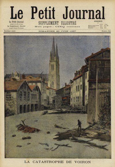 Katastrofal flom i Voiron, Frankrike, 1897 av French School