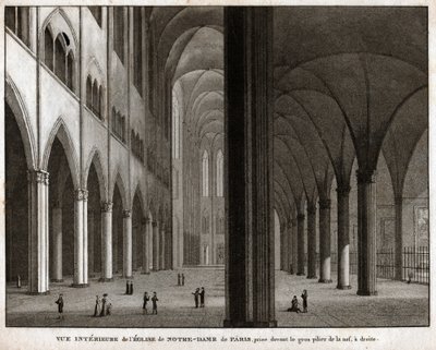 Notre-Dame de Paris katedral. (gravering, ca. 1850) av French School