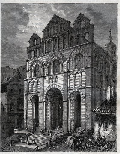 Vår Frue katedral av bebudelsen av Puy en Velay (Puy-en-Velay) - gravering i "La France illustrée: geografi, historie, statistisk administrasjon" av V.-A. Malt brun. 1884 av French School