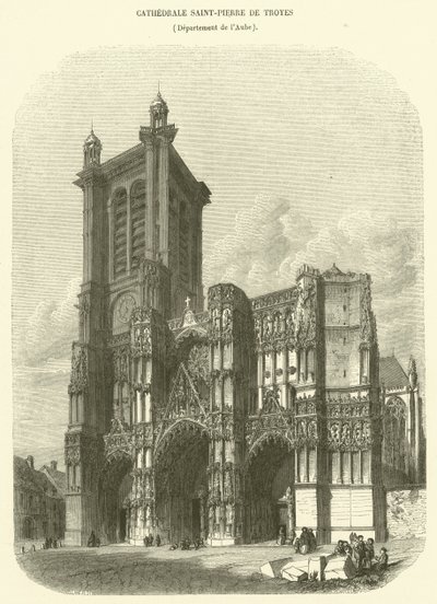 Saint-Pierre-katedralen i Troyes, Department of Aube (gravering) av French School