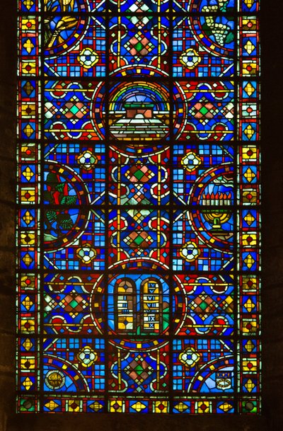 Cathedrale de chartres, detalj av fredens fargede glass av French School