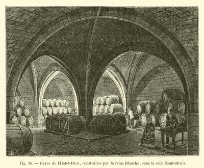 Kjellere på Hôtel-Dieu, bygget av dronning Blanche, under Saint-Denis-rommet av French School