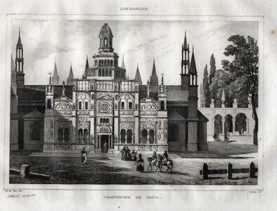 Certosa di Pavia - Chartreuse of Pavia - Gravering fra "" Pittoreske Italia"" av M. de Norvins, Ch. Nodier 1834-1836. av French School