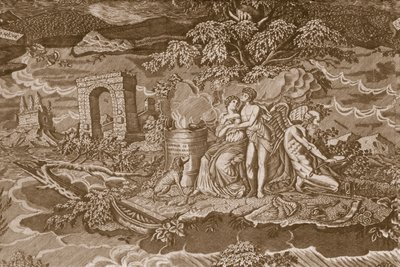 Stoltrekk med inskripsjoner på fransk, ca. 1811 (rulletrykt bomull) av French School