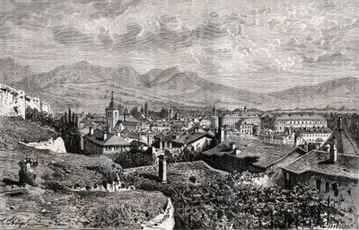 Chambery - Savoie - engraving in “La France illustree: geography, history, statistical administration” by V.A. Malt-Brown. 1884 av French School