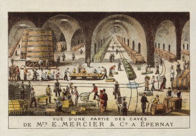 Champagnekjellere til E Mercier & Co, Epernay, Frankrike av French School