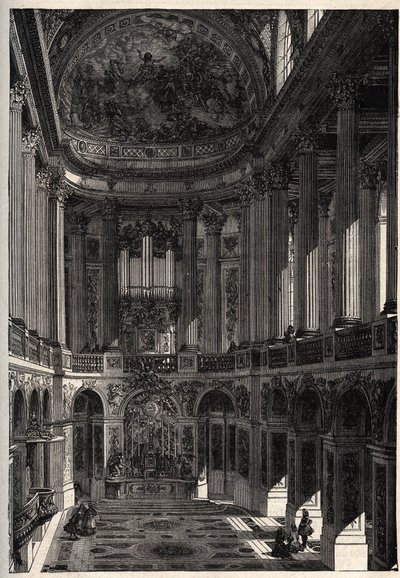 Kapellet i slottet i Versailles - Kapell i slottet i Versailles - gravering i "" PATRIE" - BESKRIVELSE PECTURERIQUE DE LA FRANCE EN 6 BIND AV LUCIEN HUARD - slutten av 1800-tallet av French School