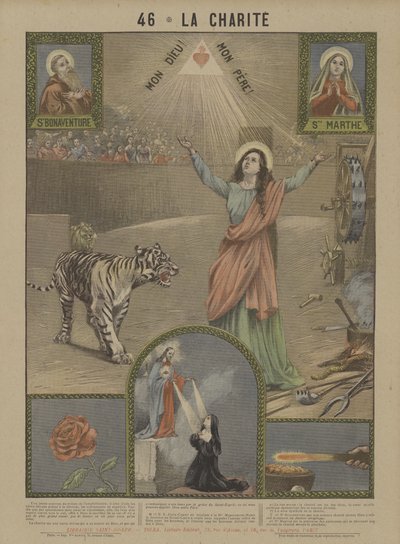 Charity (farge litho) av French School
