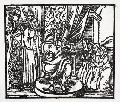 Charlemagne døper ridderne Reynauld, Guichard, Alard og Richardet, sønner av hertugen av Aymon av French School