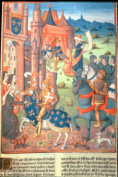 Karl den Store med paladinene sine (riddere av hans følge) (vellum) av French School