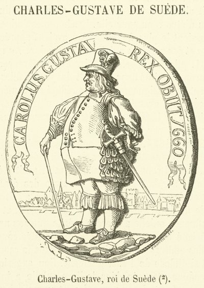 Charles-Gustave, roi de Suede (gravering) av French School