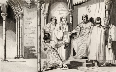 Charles IV (1294-1328) den kjekke mottar en bønn ved retten, fra 