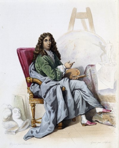 Charles Lebrun (Le Brun) (1619-1690) fransk maler og dekoratør - i "" Le Plutarque francais"", av Mennechet, Paris av French School