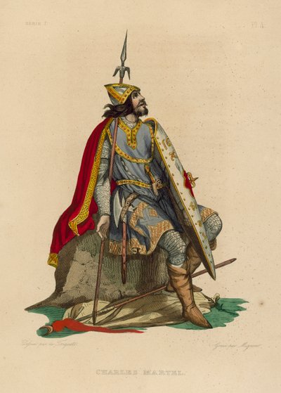Charles Martel (farget gravering) av French School