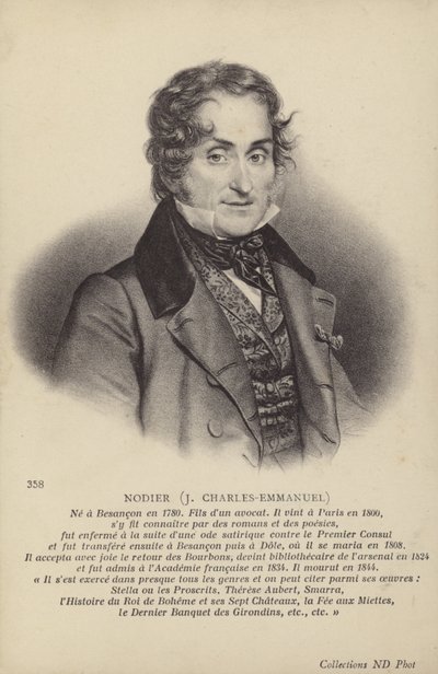 Charles Nodier (1780–1844), fransk romanforfatter og novelleforfatter (litografi) av French School