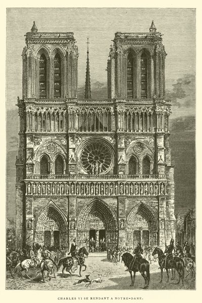 Charles VI skal til Notre-Dame (gravering) av French School