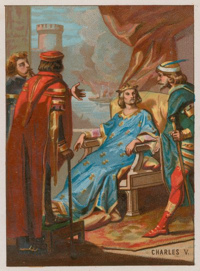 Charles V i slaget ved Poitiers av French School
