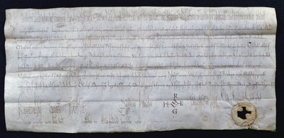 Charter signert av Hugues I Capet (941-996), konge av Frankrike, 988 (penn og blekk på papir) av French School