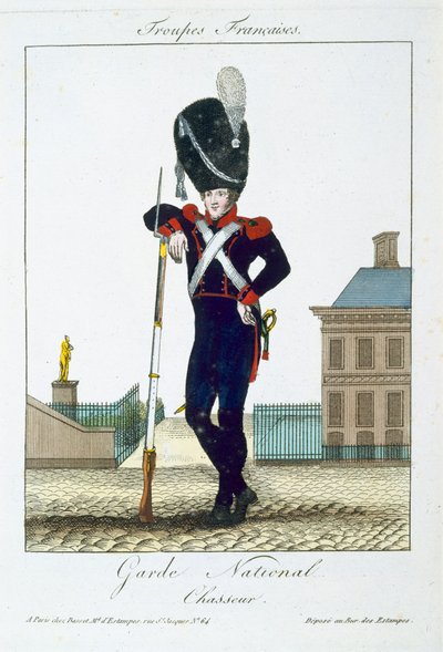 Chasseur of the National Guard, fra Troupes Francaises, pub. i Basset, Paris, ca. 1790 av French School
