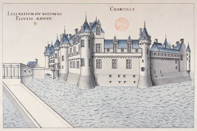 Chateau de Chantilly (penn og blekk og wc på papir) av French School
