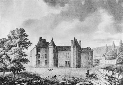 Chateau de Montaigne, Dordogne (gravering) av French School