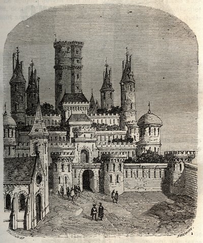 Chateau de Montlhery - slottfort i Montlhery kommune, i det gamle landet Hurepoix - gravering i "Histoire de France" av Victor Duruy (1811-1894) - 1882 av French School