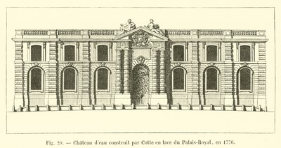 Vanntårn bygget av Cote overfor Palais-Royal, i 1776 av French School