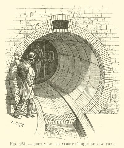 New York's Atmospheric Railroad (gravering) av French School