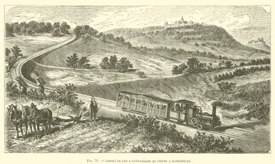 Rack Railway fra Wien til Kahlenberg (gravering) av French School