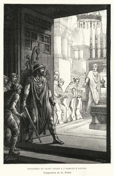 Childeric og Saint Leger ved Abbey of Autun av French School