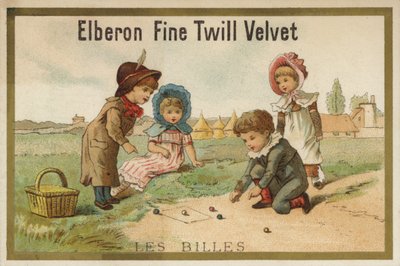 Barn som spiller klinkekuler (chromolitho) av French School